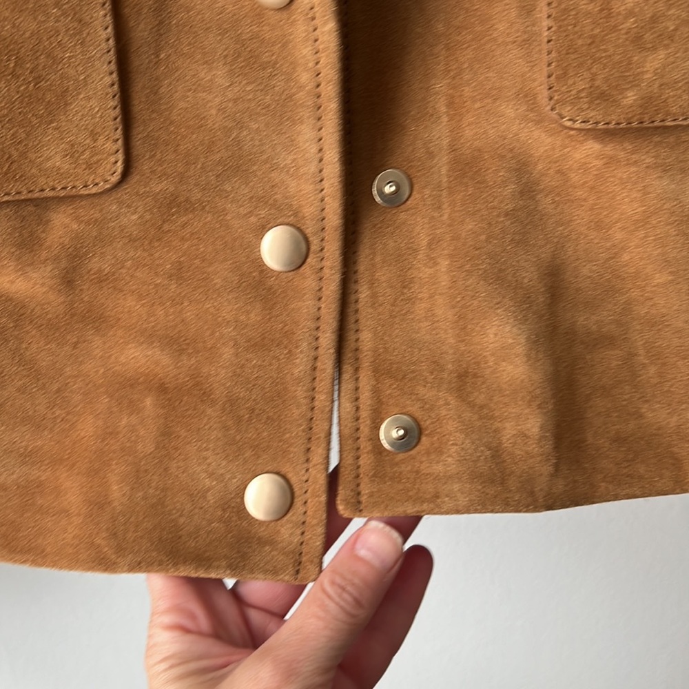 Massimo Dutti NWT Suede Leather Bomber Jacket With Gold Buttons. Size Small. - Picture 6 of 16